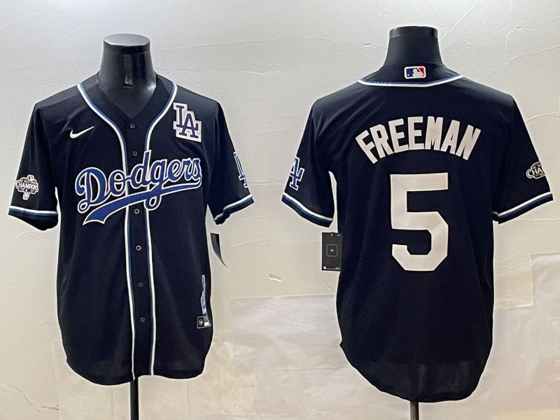Men Los Angeles Dodgers 5 Freeman Black Fashion Game 2025 Nike MLB Jersey style 3064